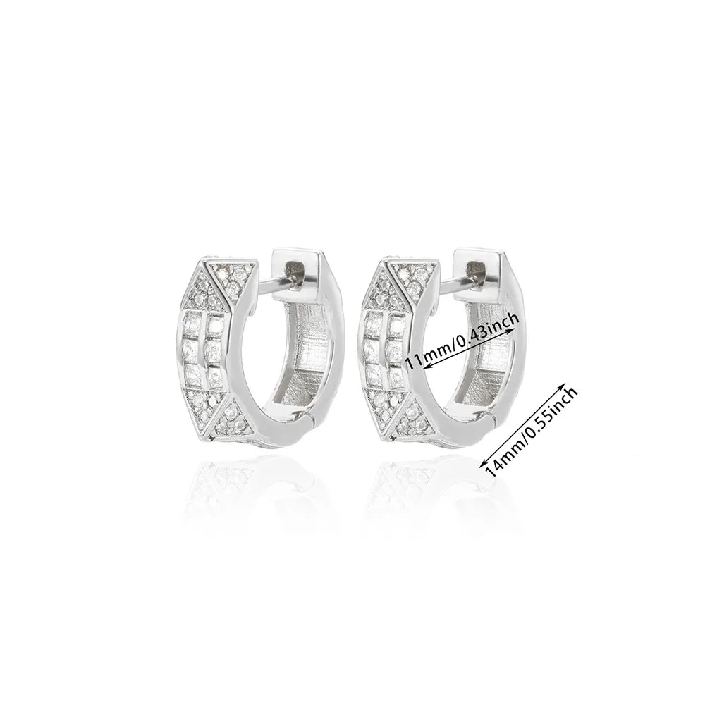 ARETES ARGOLLAS BASICAS CON ZIRCONES PLATEADO
