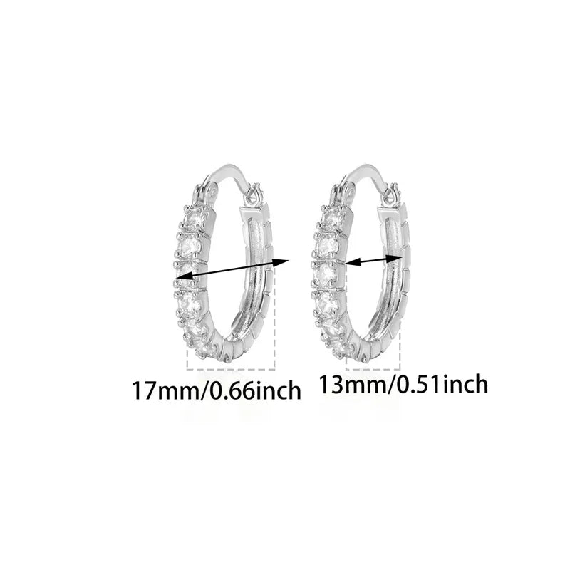 ARETES ARGOLLAS BASICAS ZIRCONES PLATEADO