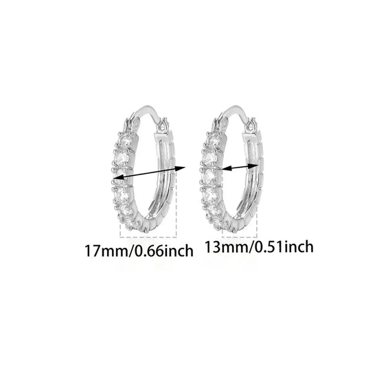 ARETES ARGOLLAS BASICAS ZIRCONES PLATEADO