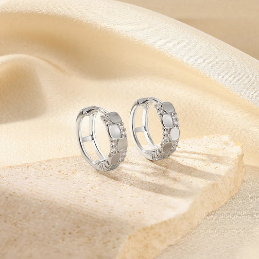 ARETES ARGOLLAS CIRCULOS CON ZIRCONES PLATEADO