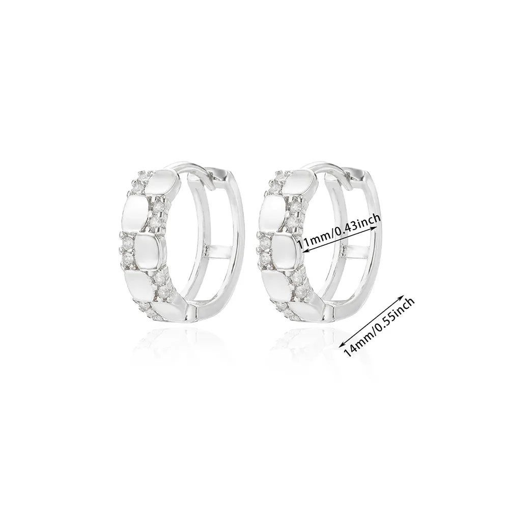 ARETES ARGOLLAS CIRCULOS CON ZIRCONES PLATEADO