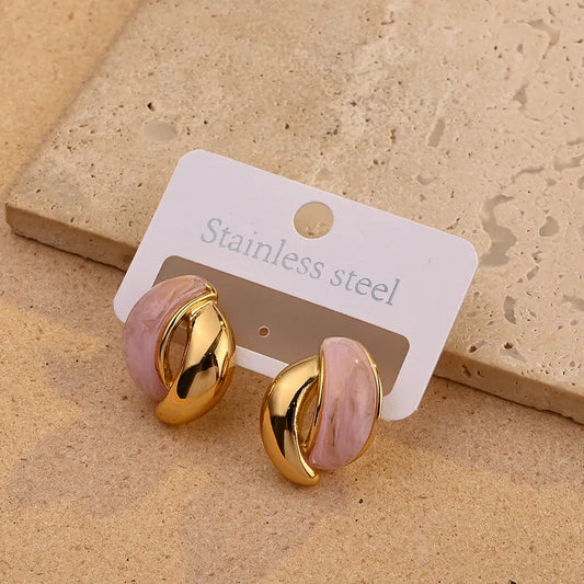 ARETES BOTONES CON ROSADO DORADO
