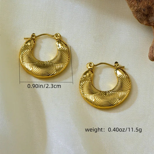 ARETES ARGOLLAS REDONDAS TEXTURAS CIRCULARES DORADO