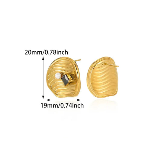 ARETES BOTONES CON TEXTURA DORADO