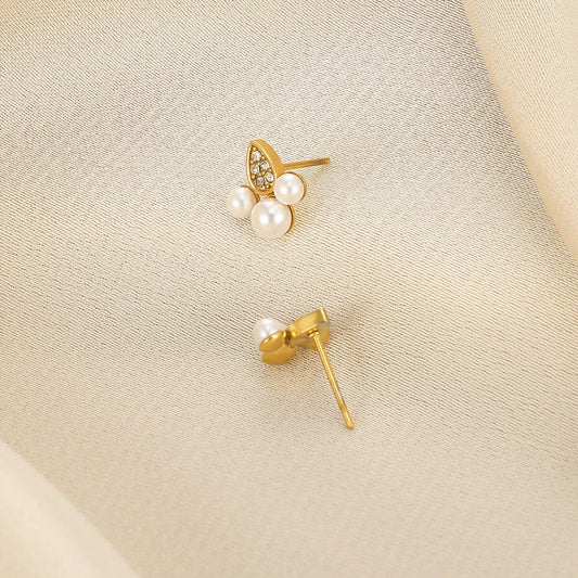 ARETES GOTAS CON PERLAS ZIRCONES DORADO