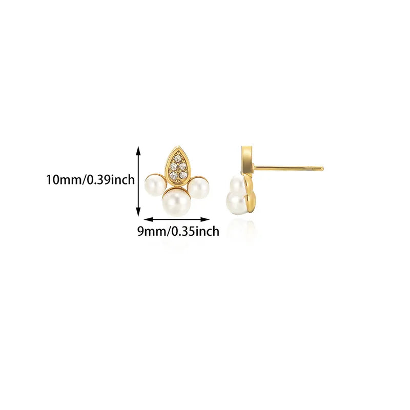 ARETES GOTAS CON PERLAS ZIRCONES DORADO