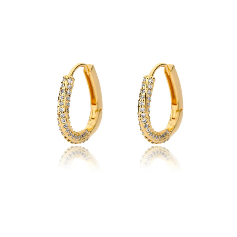 ARETES argolla ovalada doble funcion dorado