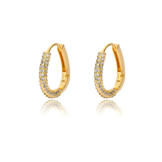 ARETES argolla ovalada doble funcion dorado
