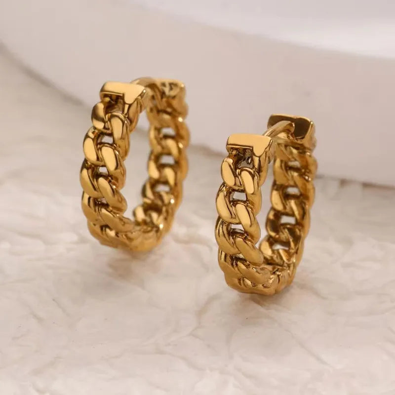 ARETES ARGOLLAS ESLABONES DORADO