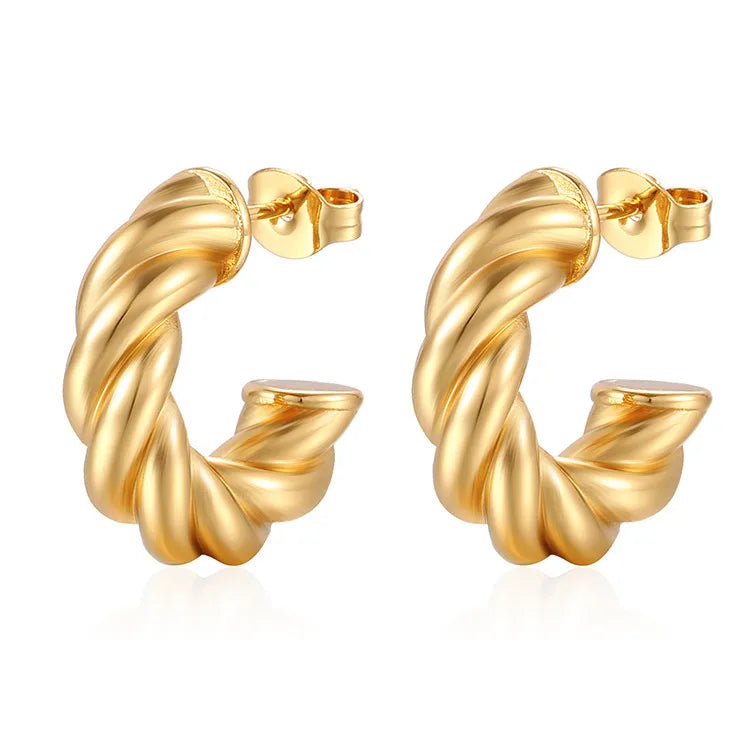 ARETES ARGOLLAS TWIST ANCHAS DORADO