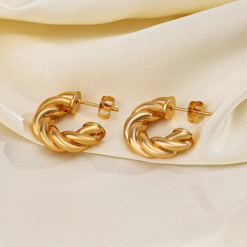 ARETES ARGOLLAS TWIST ANCHAS DORADO