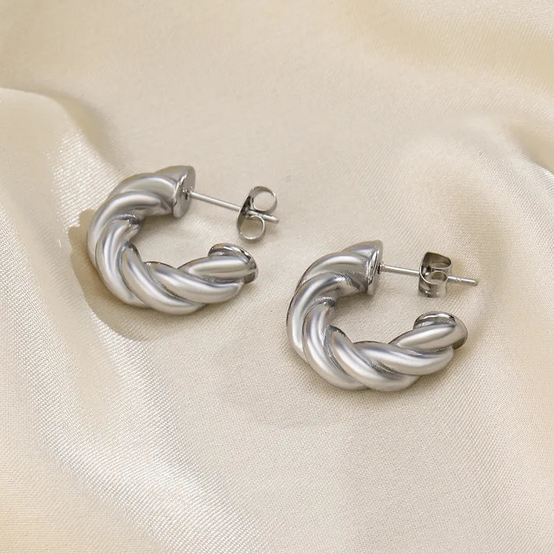 ARETES ARGOLLAS TWIST PLATEADO