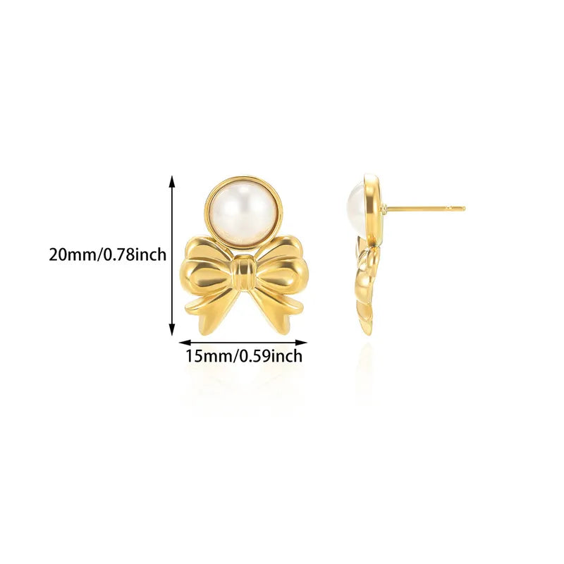 ARETES DE LAZO PERLA DORADO
