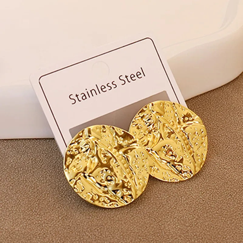 ARETES BOTONES REDONDOS GRANDES DORADO