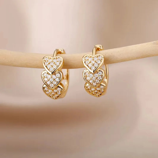 ARETES ARGOLLAS DE CORAZON DORADO