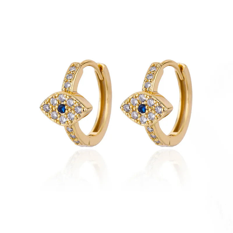 ARETES DE OJO TURCO CON ZIRCONES DORADO