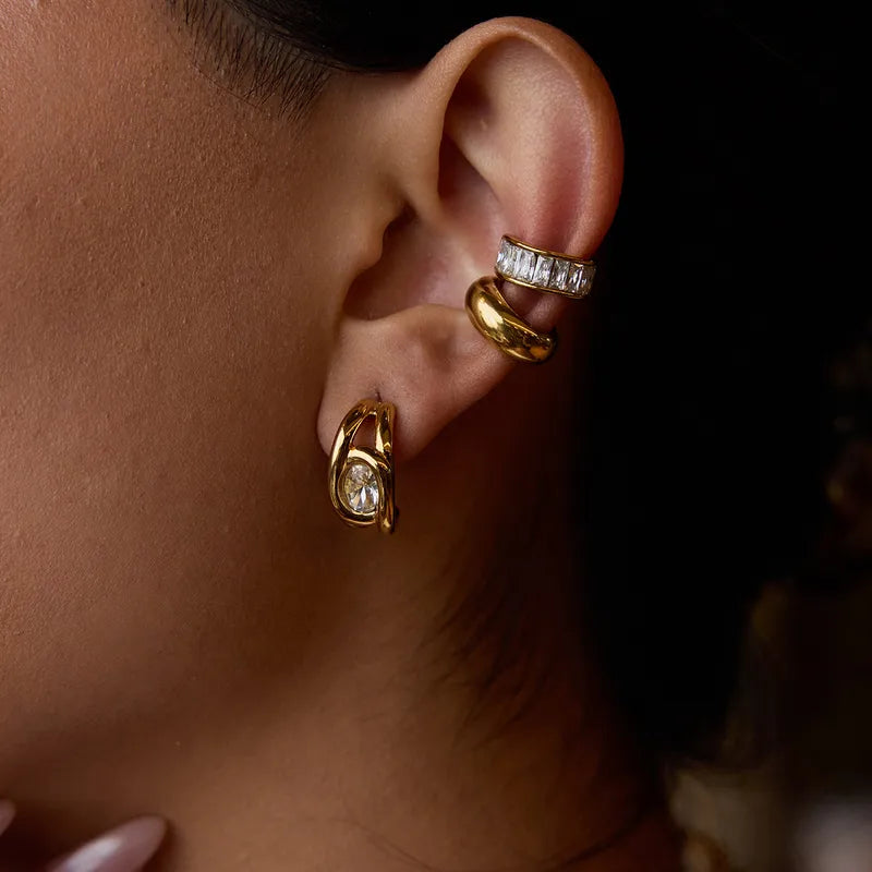 ARETES ARGOLLA CON ZIRCON DORADO