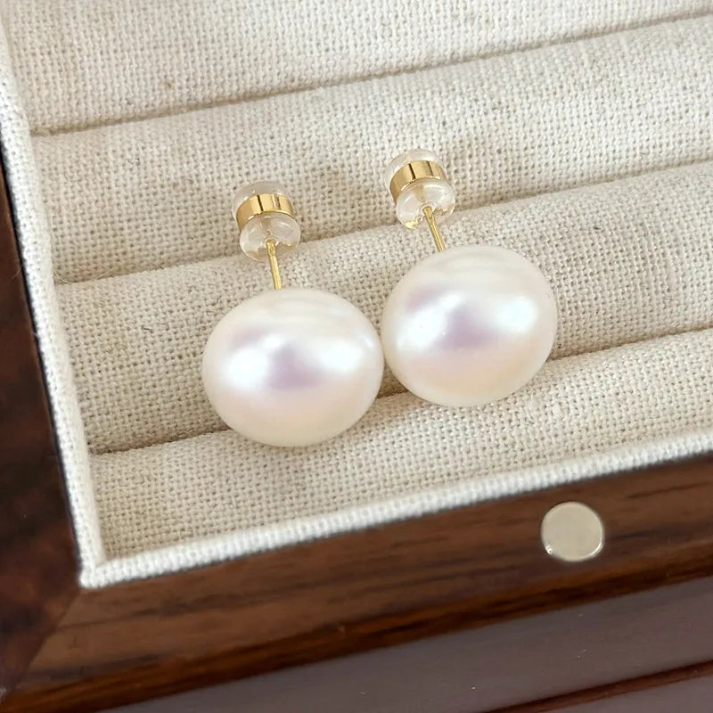 ARETES DE PERLA TORNASOL DORADO