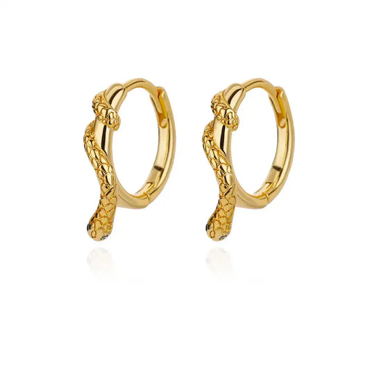 ARETES ARGOLLA CON SERPIENTE DORADO