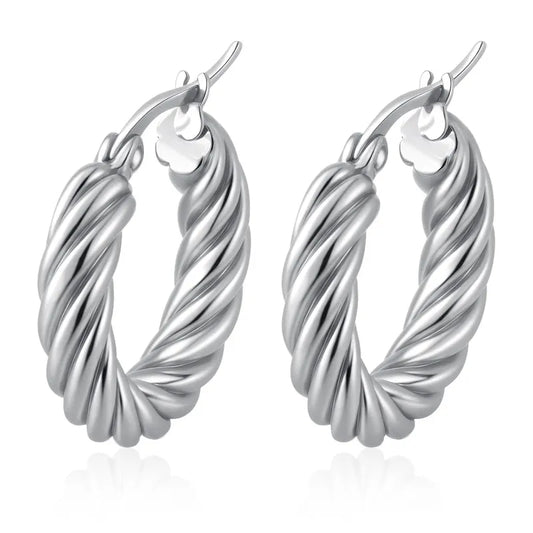 ARETES ARGOLLA GRANDE TWIST PLATEADO