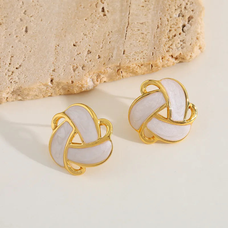 ARETES NUDS BLANCO DORADO