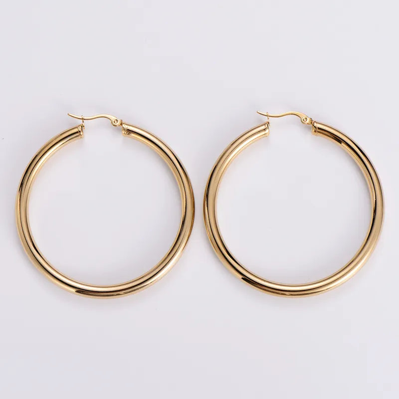 ARETES ARGOLLAS TIPO TUBO 40MM DORADO