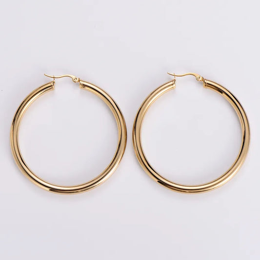 ARETES ARGOLLAS TIPO TUBO 40MM DORADO