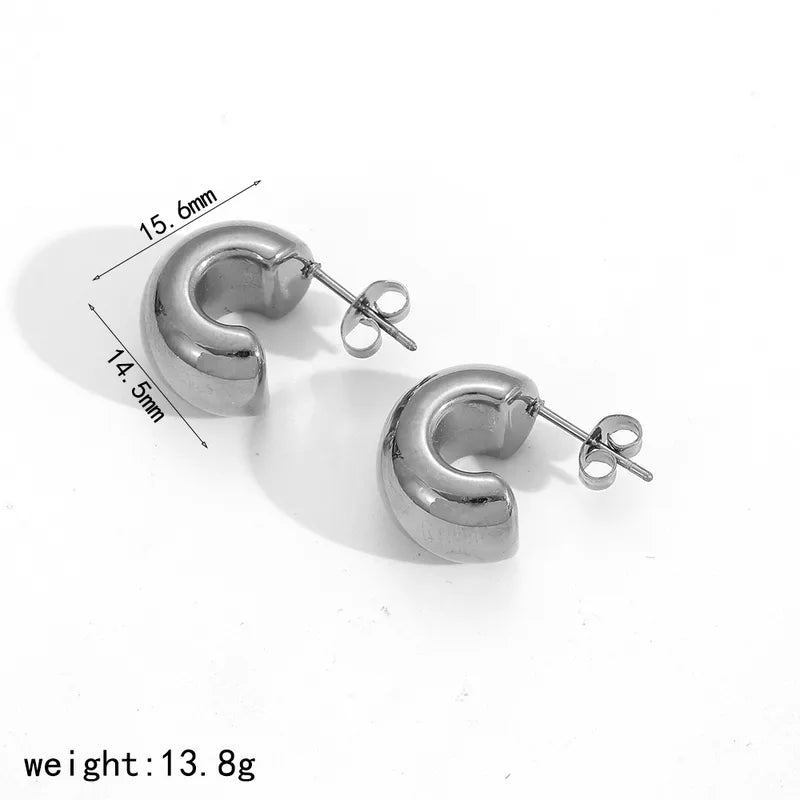 ARETES MEDIA LUNA BASICOS PLATEADO