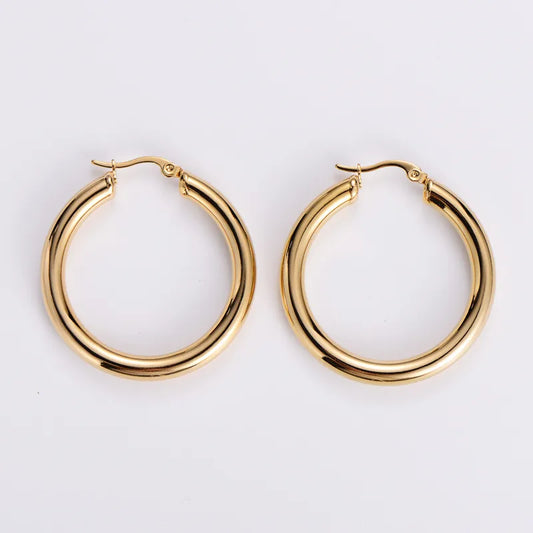 ARETES ARGOLLAS BASICAS 30 MM DORADO