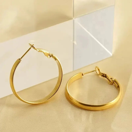 ARETES ARGOLLAS PLANAS 40MM DORADO