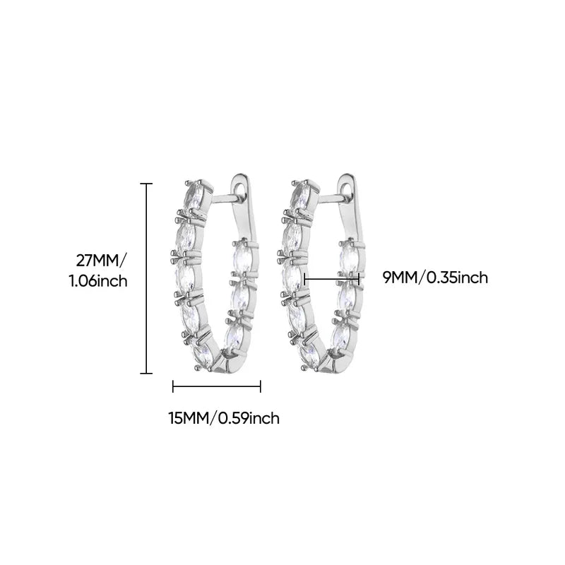 ARETES ARGOLLAS FINAS CON ZIRCONES PLATEADO