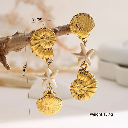 ARETES DE CONCHAS DORADO