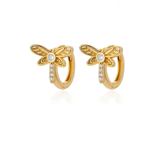 ARETES ARGOLLAS MARIPOSA DORADO