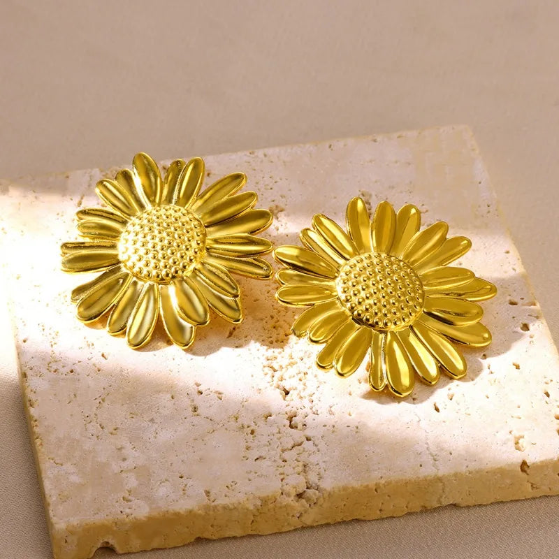 ARETES DE GIRASOL DORADO