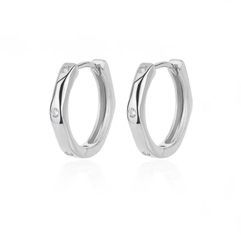 ARETES ARGOLLAS ZIRCONES INTERCALADOS PLATEADO