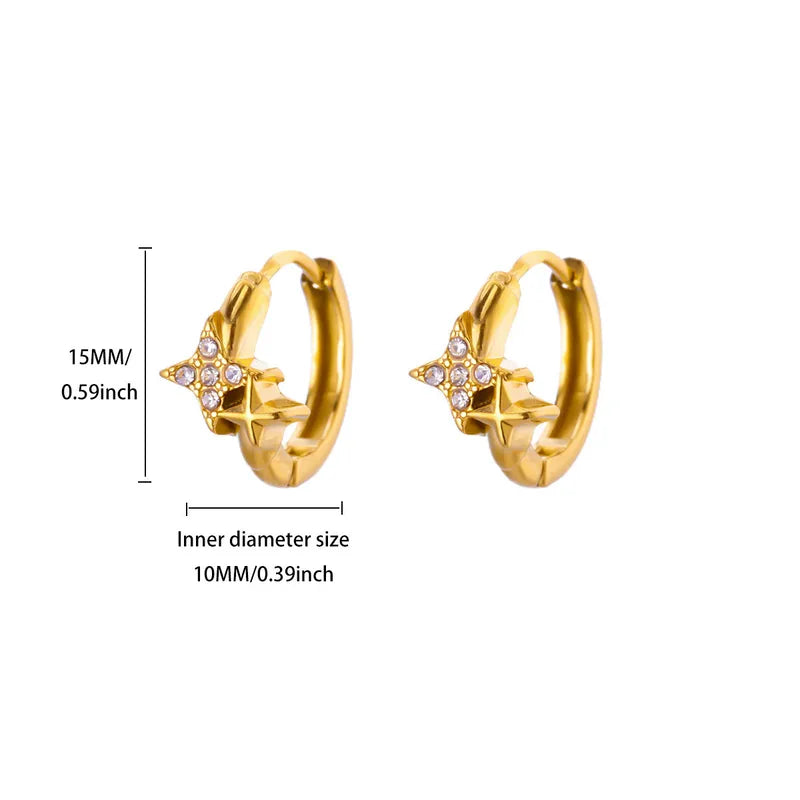 ARETES ARGOLLAS DE ESTRELLAS ZIRCONES DORADO