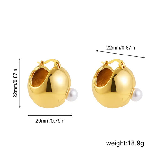 ARETES BOLA CON PERLA DORADO