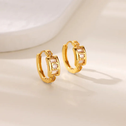 ARETES ARGOLLA ZIRCONES DORADO