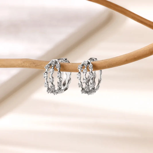 ARETES ARGOLLAS CON ZIRCONES PLATEADO