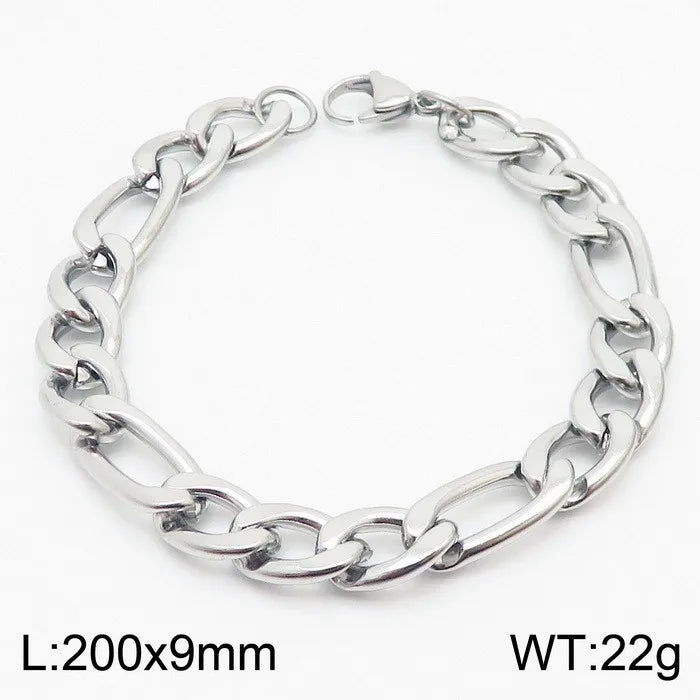 HOMBRE PULSERA ESLABONES ANCHOS PLATEADO