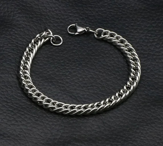 HOMBRE PULSERA ESLABONES FINOS PLATEADO