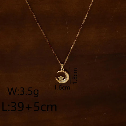 CADENA DE LUNA CON ESTRELLA ZIRCONES DORADO