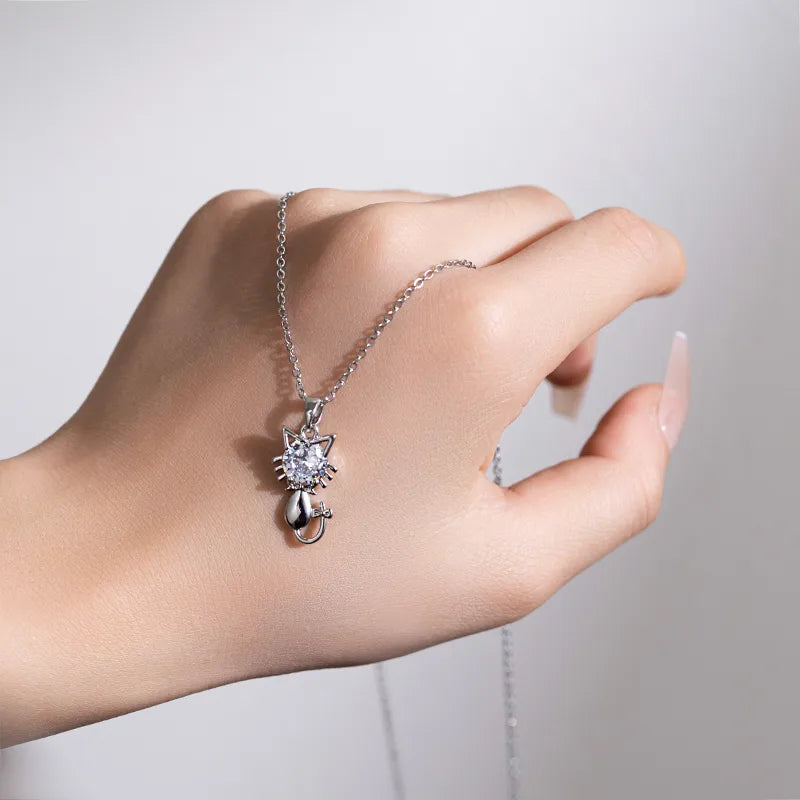 CADENA DE GATITO CON ZIRCON PLATEADO