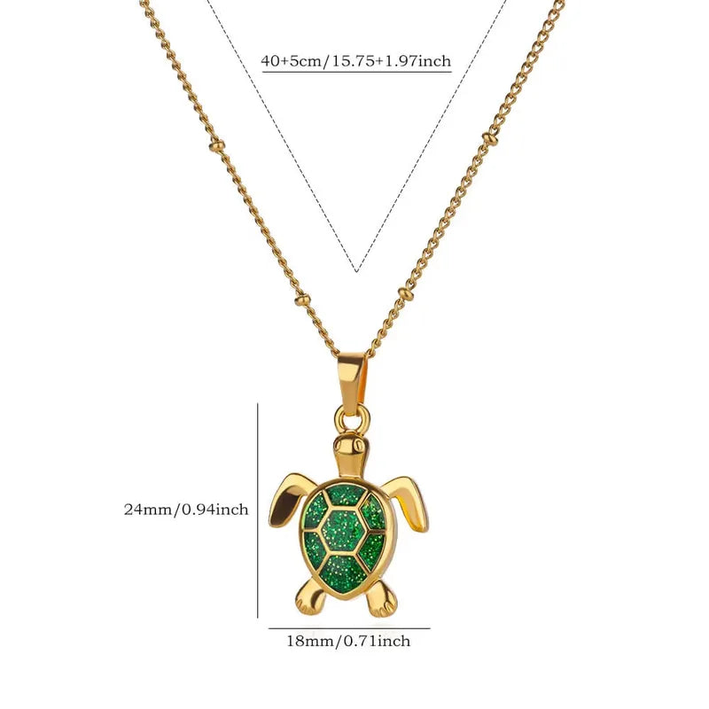 CADENA DE TORTUGA VERDE ESMERALDA DORADO