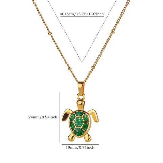 CADENA DE TORTUGA VERDE ESMERALDA DORADO