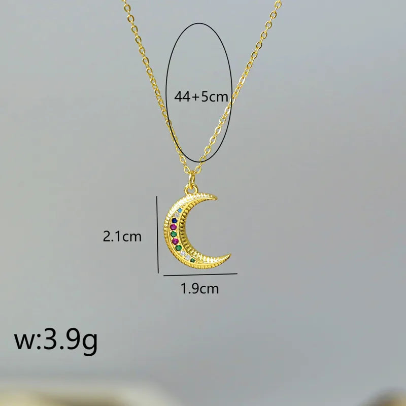CADENA DE LUNA DORADA ZIRCONES COLORES