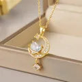 CADENA LUNA CON ZIRCON DORADO LARGO