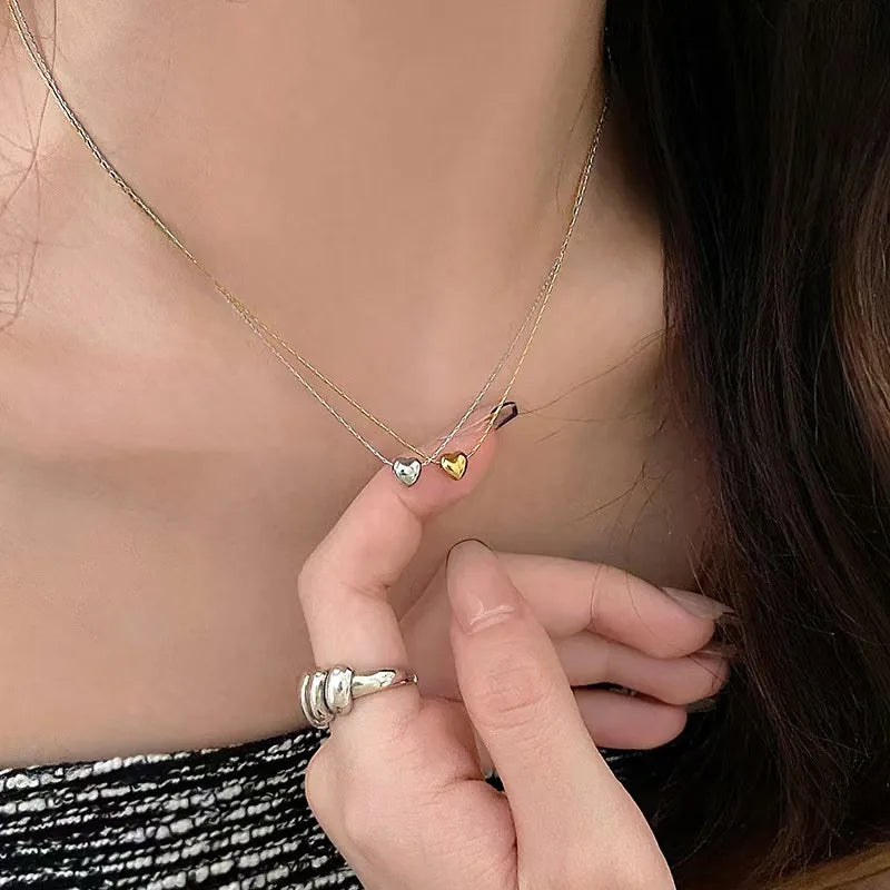 CADENA CORAZON CORDON FINO PLATEADO