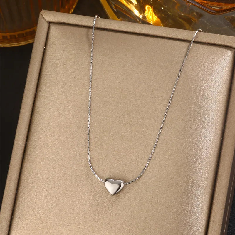 CADENA CORAZON CORDON FINO PLATEADO
