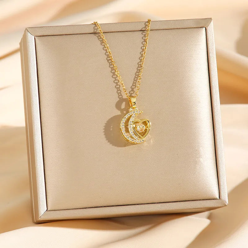 CADENA DE LUNA CON ZIRCONES DORADO
